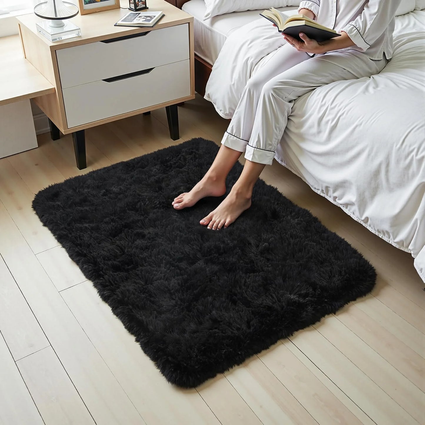 VIKAMA Tie-Dye Plush Carpet Soft Fluffy Non-Slip Kids Room Crawling Mat