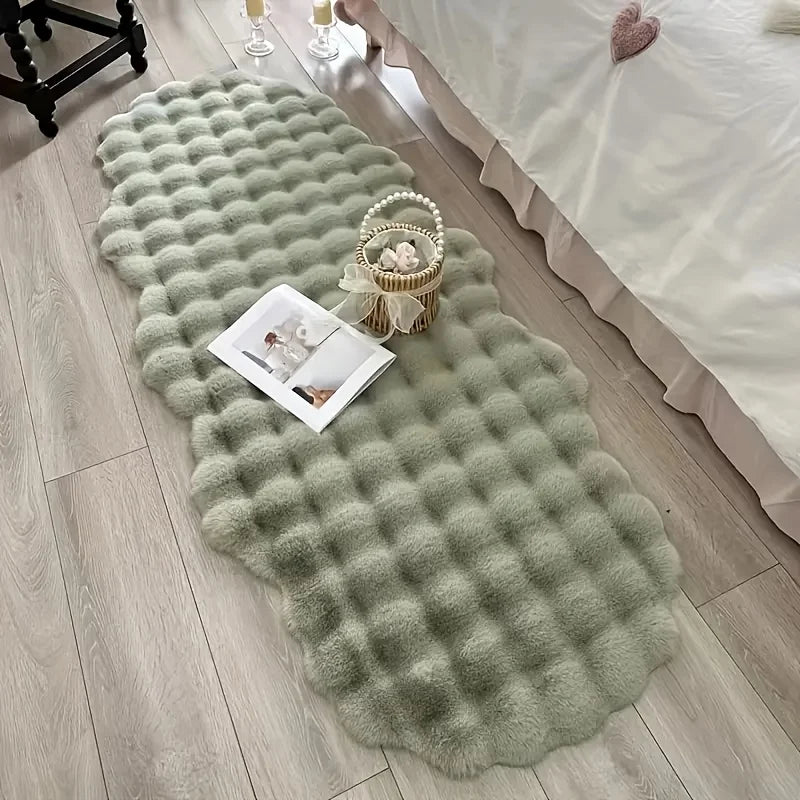 White Plush Faux Rabbit Runner Rug