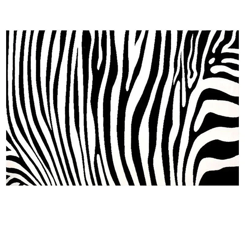 Classic Black & White Striped Plush Area Rug