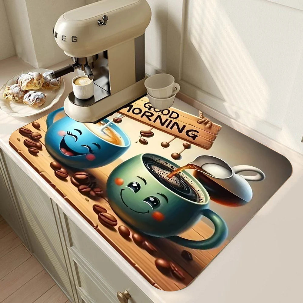Absorbent Coffee Machine Drip Mat with Non-Slip Rubber Sole Anti-Dirt for Coffee Machine Kitchen Sink Bathroom Countertop