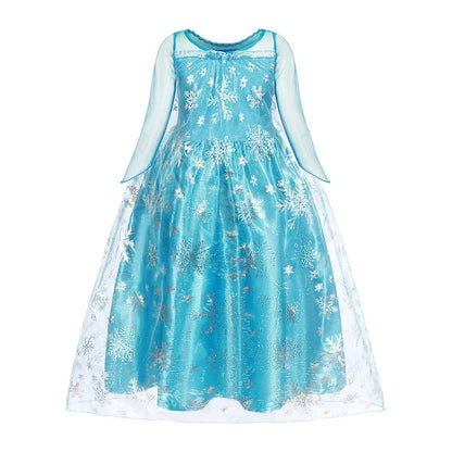Disney Frozen Elsa Anna Mesh Ball Gown Costume Dress For Girls