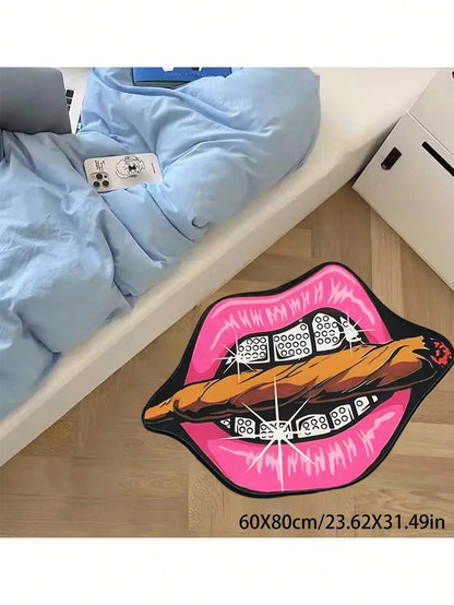 VIKAMA Creative Pink Lip Non-Slip Area Rug