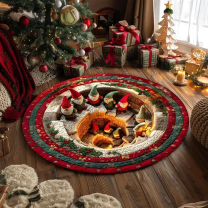3D Christmas Gnome Round Rug