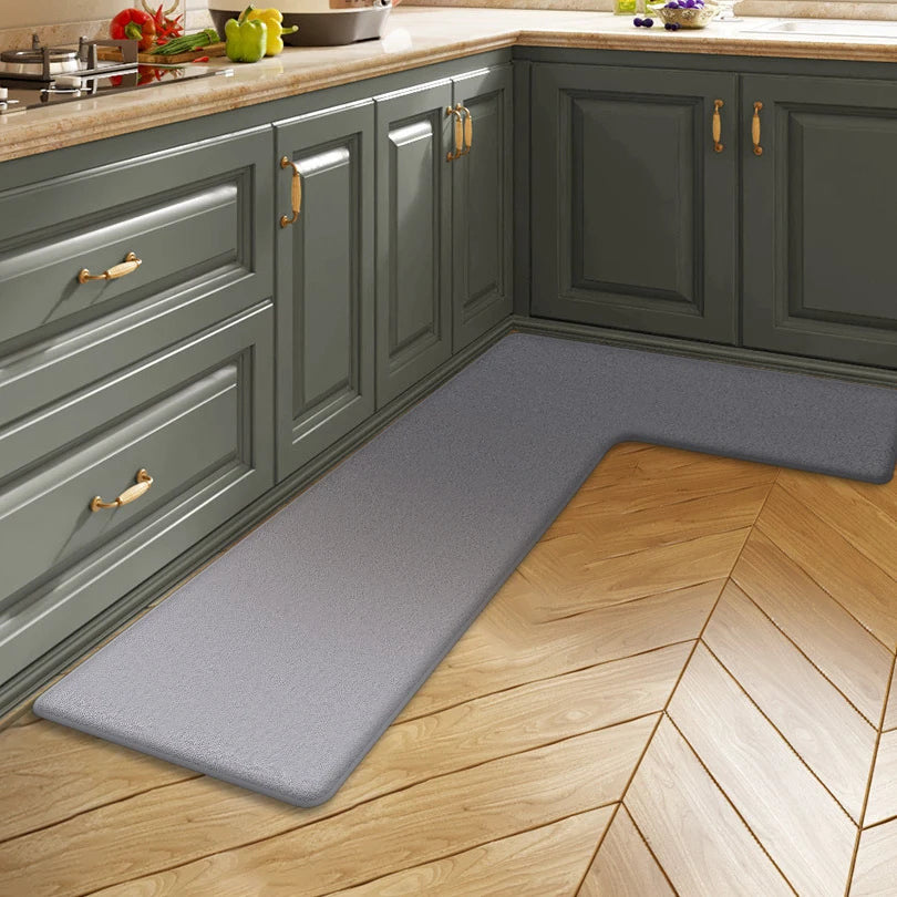Solid Color L-Shaped Non-Slip Kitchen Mat