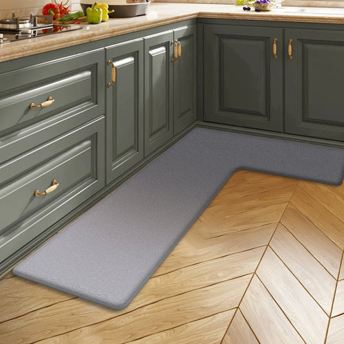 Solid Color L-Shaped Non-Slip Kitchen Mat