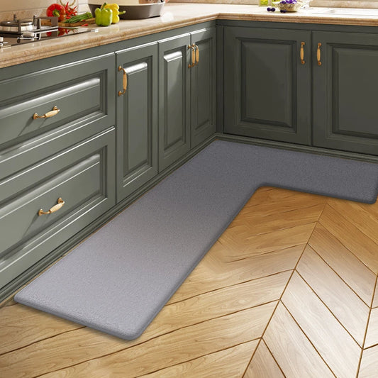 Solid Color L-Shaped Non-Slip Kitchen Mat