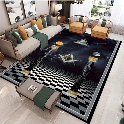 Freemasonry Symbol Non-Slip Area Rug