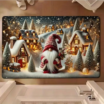 Christmas gnome pattern soft carpet for home decor