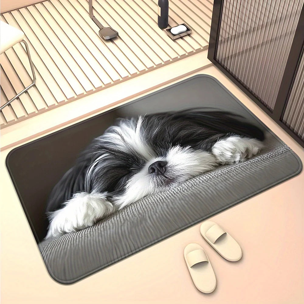 VIKAMA Shih Tzu Doormat Washable Pet Rug Bedroom Living Room Entryway Decor