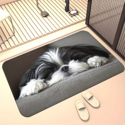VIKAMA Shih Tzu Doormat Washable Pet Rug Bedroom Living Room Entryway Decor