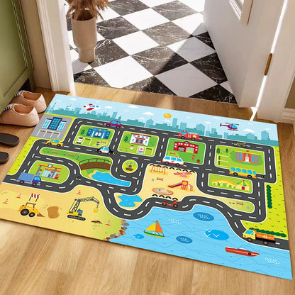 VIKAMA Kids Parking Lot Road Track Rug Boys Car Play Mat