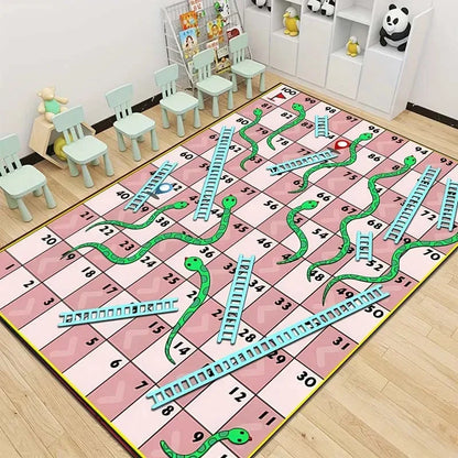 Snakes and Ladders Game Pattern Area Rug