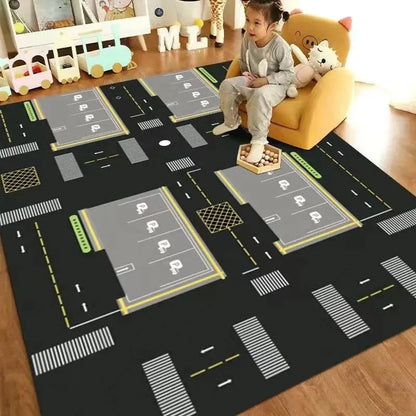 VIAKAMA Cartoon Traffic Car Track Play Mat Kids Kindergarten Educational Baby Room Game Carpet Home Decor