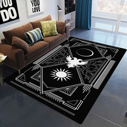 Gothic Black White Vintage Area Rug