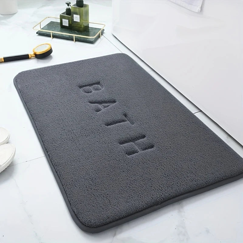 Solid Color Flannel Non-Slip Bathroom Mat