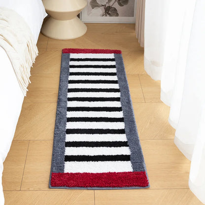 VIKAMA Colorful Geometric Striped Carpet Soft Faux Cashmere Living Room Bedroom Floor Mat