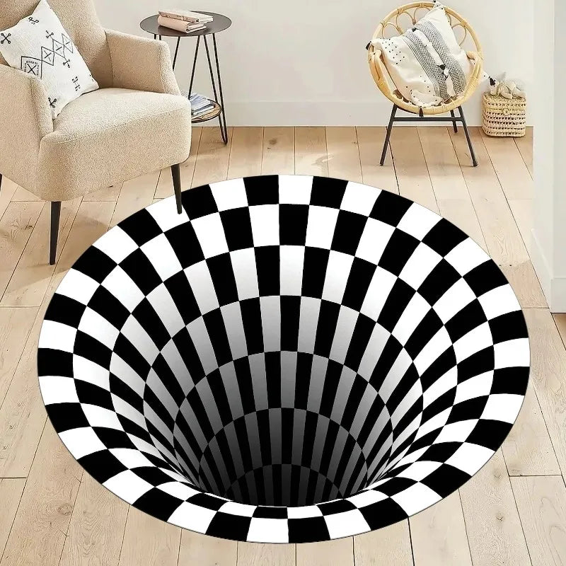 3D vortex optical illusion round rug