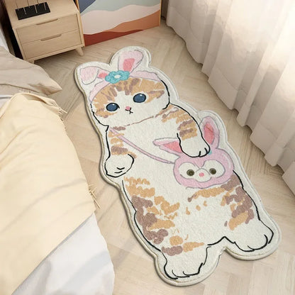 Cartoon Cute Cat Floor Mat Soft Absorbent Bedroom Living Room Bedside Carpet MS22 YJ