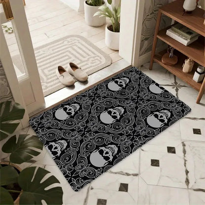 Gothic skull non-slip entryway door mat