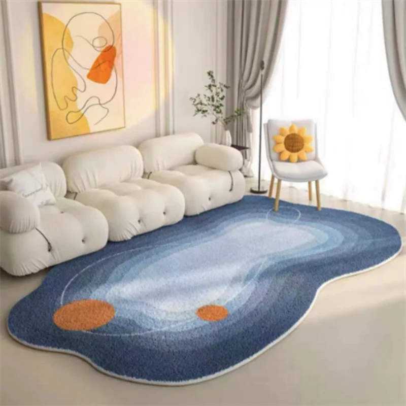 VIKAMA Pink Faux Cashmere Rug Irregular Soft Non-Slip Bedside Bedroom Floor Mat Home Decor