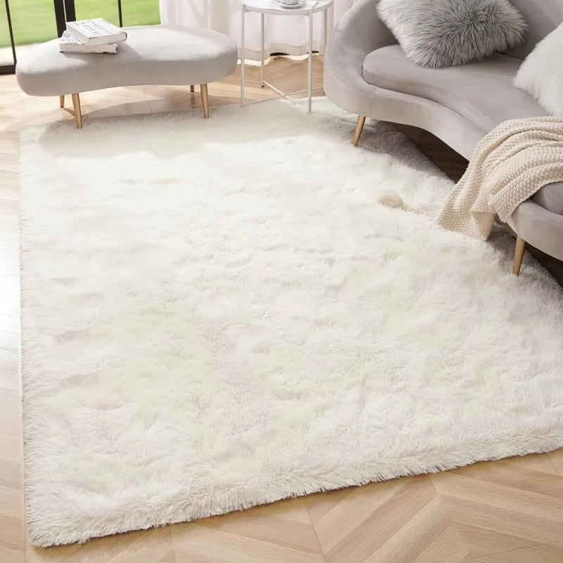 Large pink fluffy children’s area rug