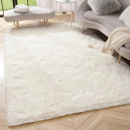 Large pink fluffy children’s area rug