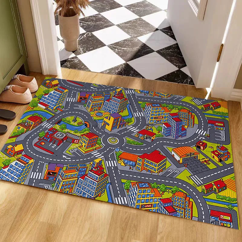 VIKAMA Kids Parking Lot Road Track Rug Boys Car Play Mat