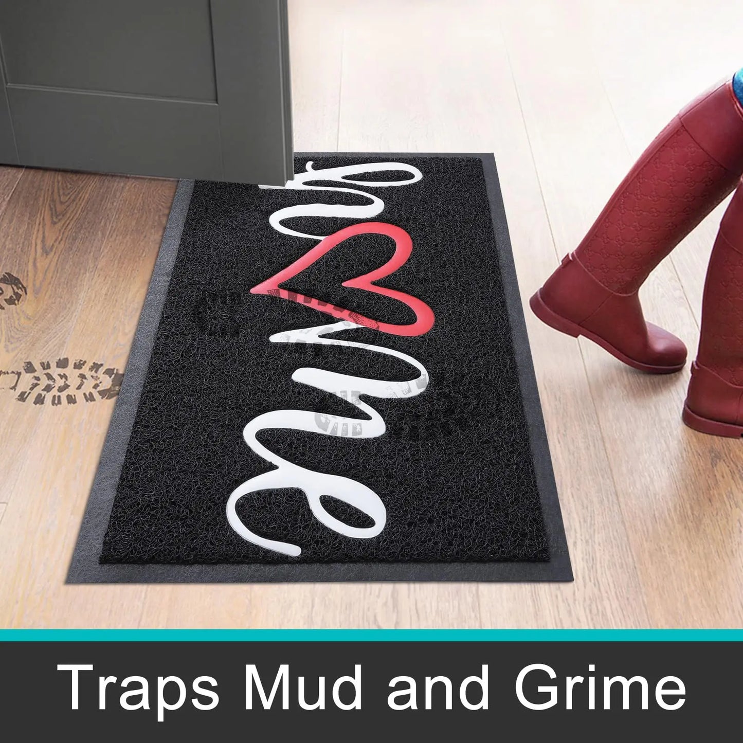 Olanly Cute Letter Non-Slip Dirt Trapper Doormat