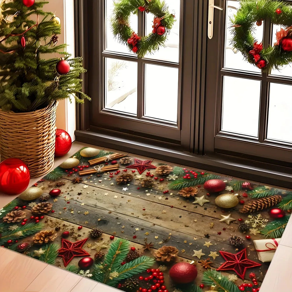 VIKAMA Christmas Rug Non-Slip Door Mat Living Room Garden Courtyard Decor