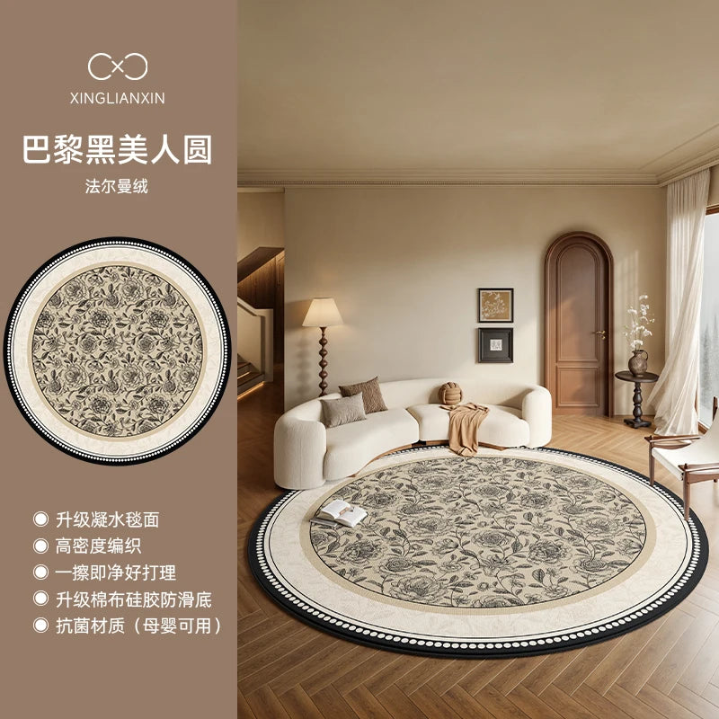 Medieval Style Round Light Luxury Washable Area Rug