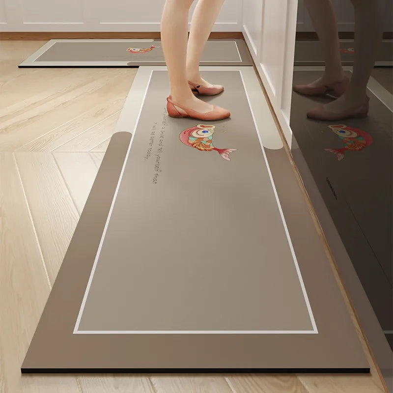 Long diatom mud oil-proof washable kitchen mat