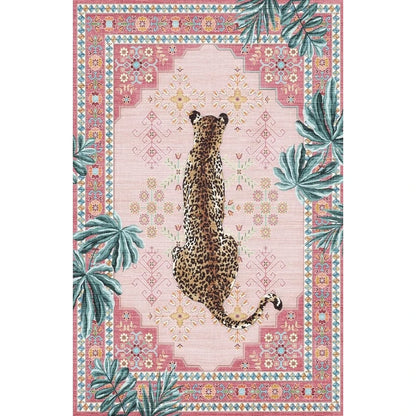 Cheetah Pattern Rug Personalized Animal Flower Carpet Non-Slip Floor Mat Bedroom Living Room Door Mat Home Decor