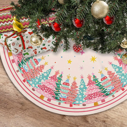 VIKAMA Pink Snowflake Christmas Tree Skirt Rug