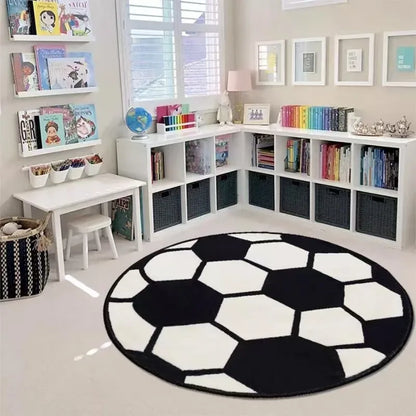 Basketball Round Carpet Cute Cartoon Non-Slip Floor Mat Chair Bedside Rug Home Decoration