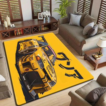 Racing Theme Carpet Mat Motorcycle & Sports Car Design Non-Slip Rug Game Room Living Room Bedroom Home Decor