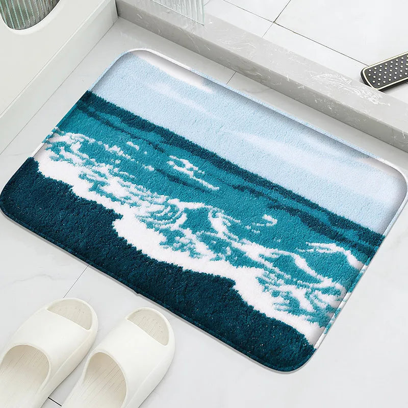 Flannel Absorbent Floor Mat Soft Non-Slip Modern Bathroom Washbasin Shower Room Carpet Home Decor
