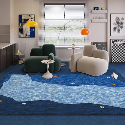 VIKAMA Blue Striped Light Luxury Living Room Carpet Sofa Coffee Table Bedroom Floor Mat