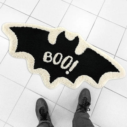 VIKAMA Black Spider Web Halloween Rug Non-Slip Bathroom Living Room Bath Mat Home Decor