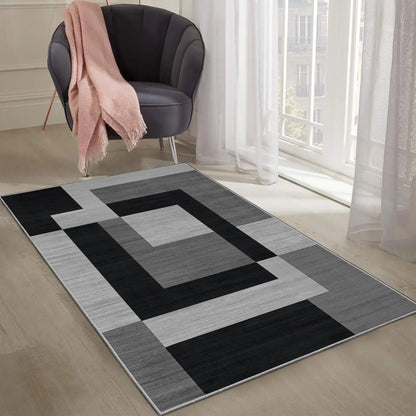 VIKAMA Geometric Style Non-Slip Living Room Area Rug
