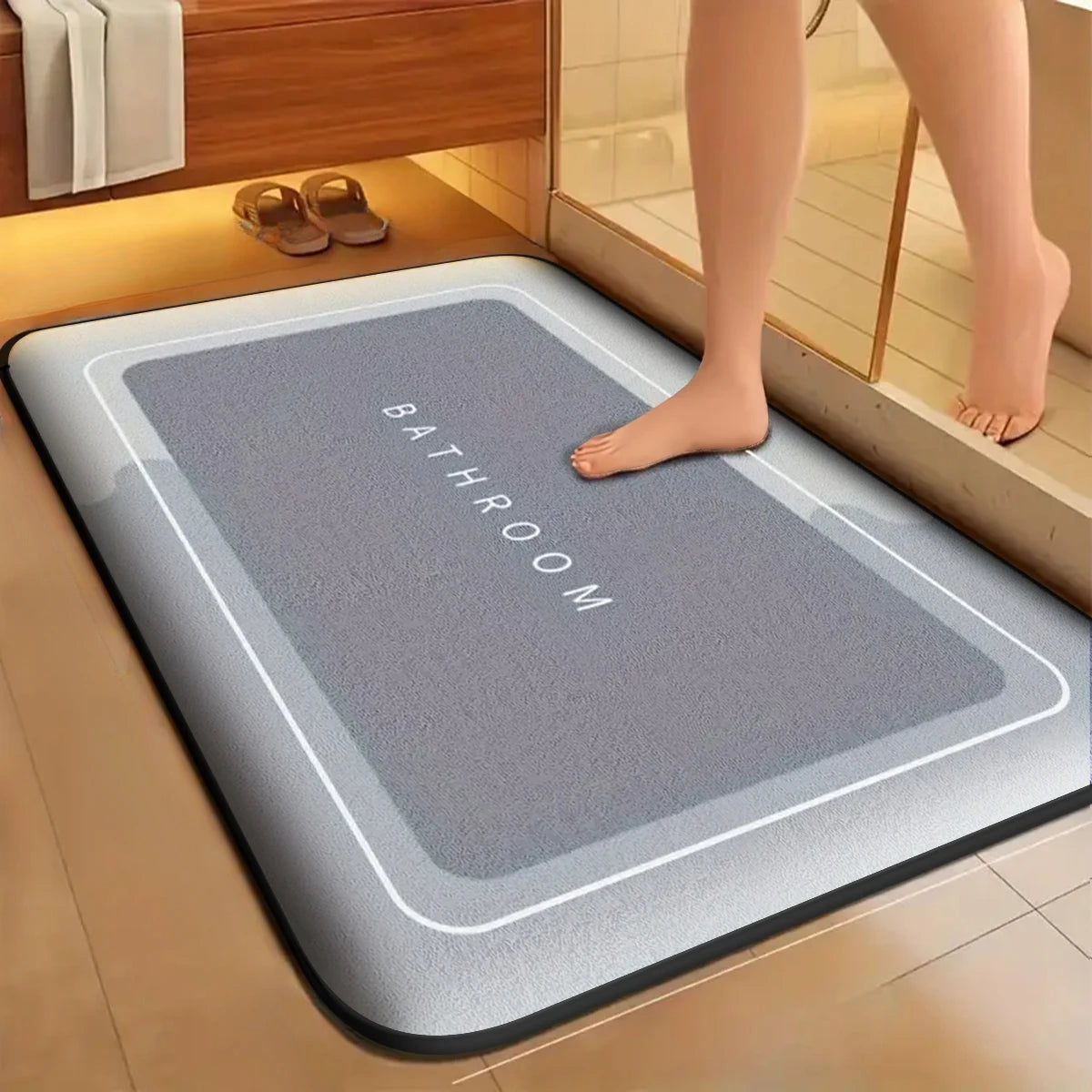 Simple Flannel Bathroom Mat Absorbent Non-Slip Quick-Dry Kitchen Entry Door Floor Mat