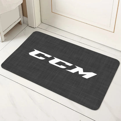 CCM Retro Ice Hockey Logo Non-Slip Microfiber Doormat Durable Washable Floor Mat Entrance Bathroom Kitchen Living Room All-Season Rug