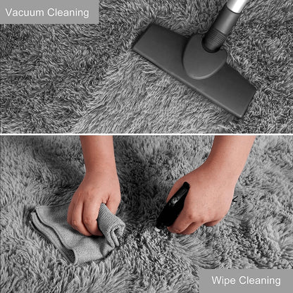 Soft Fluffy Tie-Dyed Shaggy Area Rug Non-Slip Bedroom Living Room Bedside Carpet