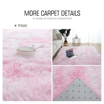 VIKAMA Long Pile Soft Rug Non-Slip Bedroom Living Room Nordic Carpet Home Decor