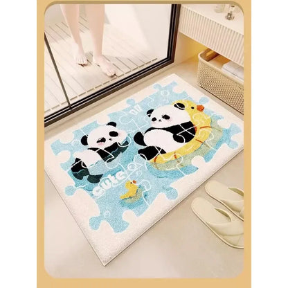 Panda cartoon absorbent non-slip bath mat