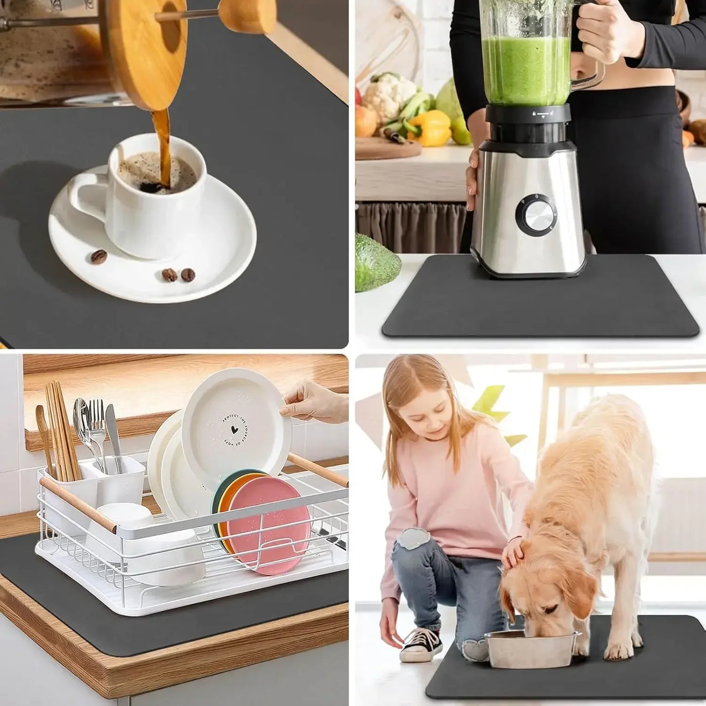 Lemon Rubber Kitchen Drying Mat