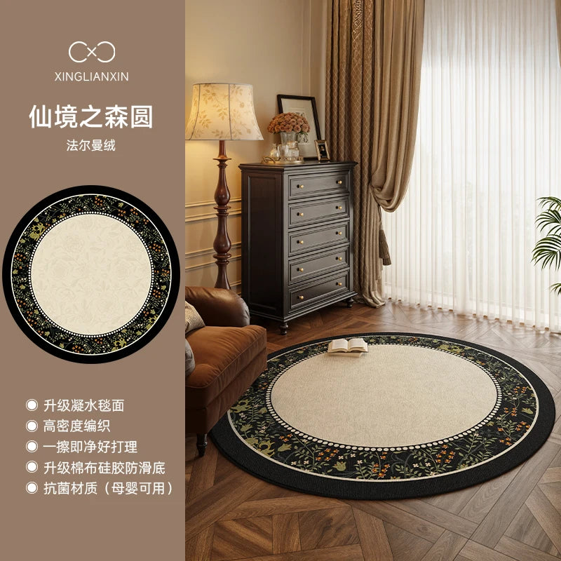 Medieval Style Round Light Luxury Washable Area Rug