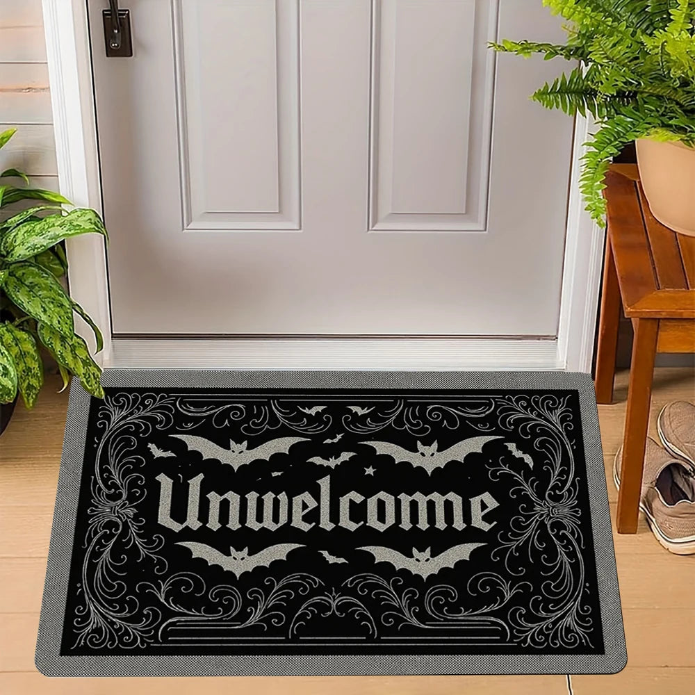 VIKAMA Gothic Bat “Unwelcome” Non-Slip Doormat
