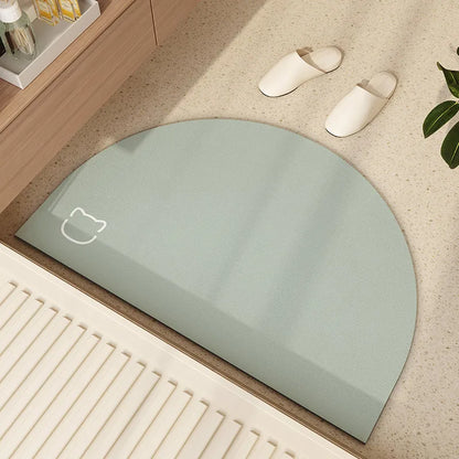 VIKAMA Semi-Circular Diatomite Bathroom Floor Mat Absorbent Non-Slip Entrance Door Mat
