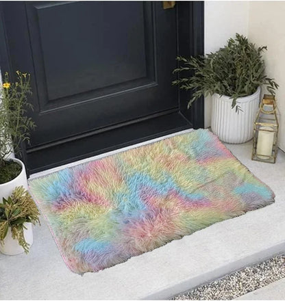 VIKAMA Silk Wool Rug 40×60 cm Soft Washable Bedside Living Room Nursery Mat Home Decor