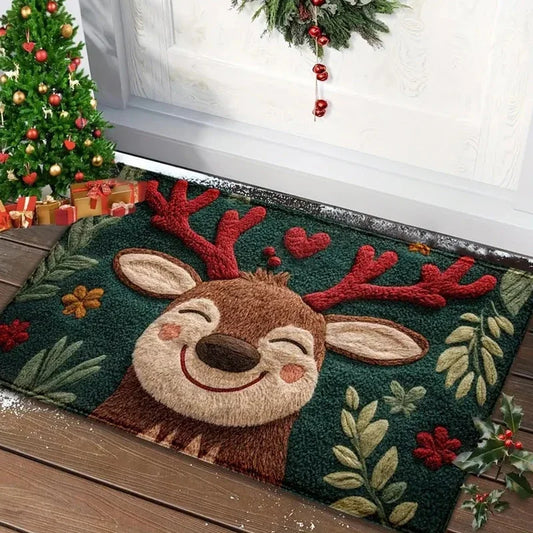 VIAMA Christmas Reindeer Door Mat Non-Slip Entrance Carpet Winter Bathroom Kitchen Floor Mat